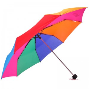 Rainbow χρώμα 21inch * 8k 190T ύφασμα pongee 3 φορές Ομπρέλα με πλαστική λαβή